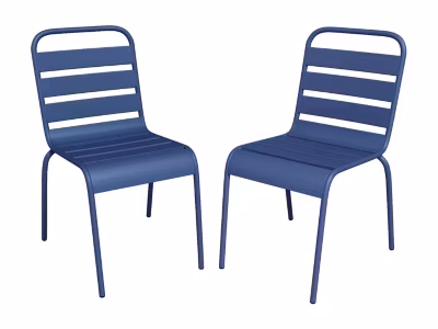 Lot de 2 chaises de jardin empilables en métal – Bleu nuit – MIRMANDE de MYLIA