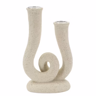 Bougeoir en métal crème cm 12x7x20