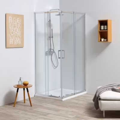 Porte De Douche D&rsquo;angle Extensible De 70-80X90-100 Cm Verre 4 Mm Transparent – Leo