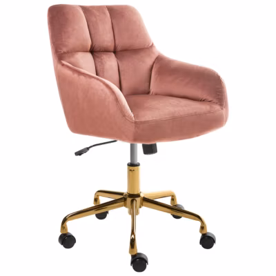 Chaise de bureau PALMDALE Velours Rose