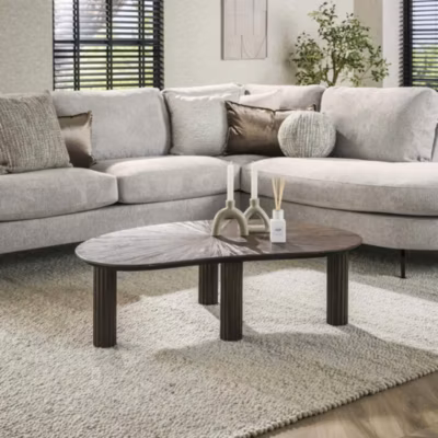 Table basse en bois de teck forme haricot YOGY