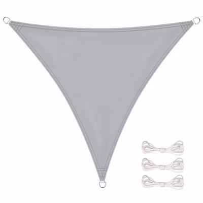 Voile d&rsquo;ombrage triangulaire imperméable et anti-UV – 3 x 3 x 3 m – Gris – Linxor