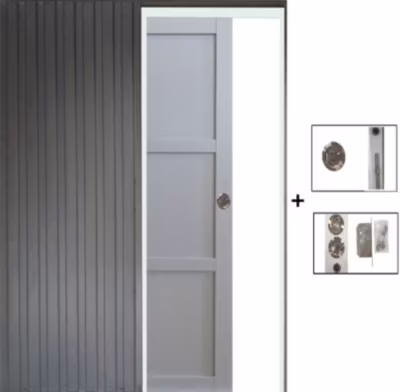 Porte Coulissante Greyria Gris 3 Panneaux Gris Clair H204 X L83 Cm,galandage Gd Menuiseries