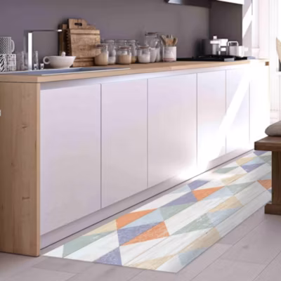 Tapis de Cuisine antidérapant en Vinyle Bois Coloré 50×120 cm