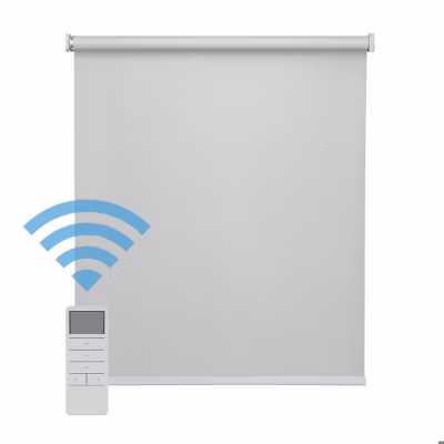 Easydeco – Store Enrouleur motorisé à batterie Blackout- Occultant – Gris – 135 x 190 cm