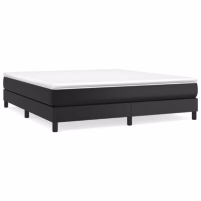 Lit double, Lit adulte, Cadre de lit à ressorts noir 180×200 cm similicuir