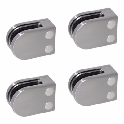 4 x Pince à verre plate modèle 02 – Ep. verre 9,52 mm – Inox 316 brossé GR320