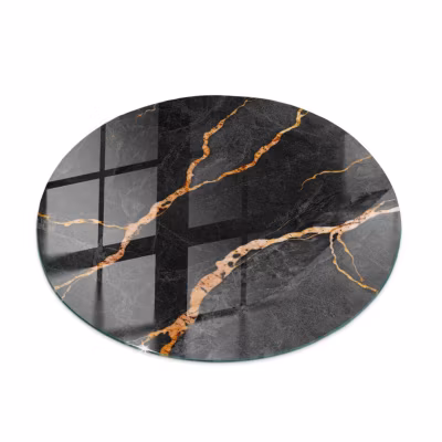 Dessus de table en verre trempé Wallfluent fi90 cm Motif marbré avec veines