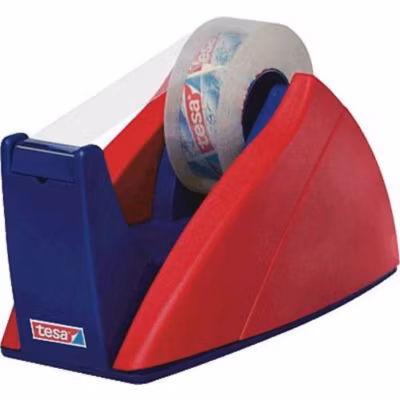 tesa Dérouleur de ruban adhésif 57421-00000-01 rouge et bleu, pour rouleaux 19 mm – compact et stable
