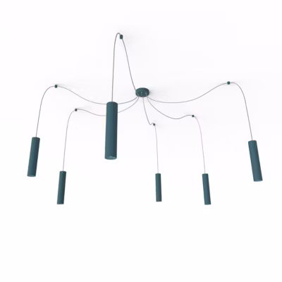 LUMICOM – MEDUSA Suspension, 6X GU10, max 33W, métal, bleu méditerranèen, D.6cm