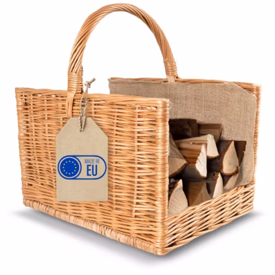 Creative Home Panier de Rangement Panier en Osier Poignée et Jute – Rectangulaire 50x34x50cm – Marron – Tissé à la Main