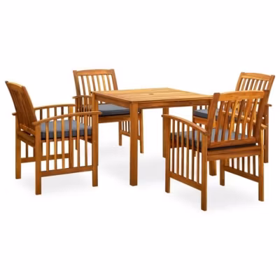 vidaXL Mobilier à dîner de jardin 5 pcs avec coussins Acacia solide, 54.9kg