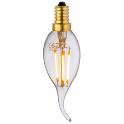 Ampoule Lampe E14 LED Coup de Vent Filament droits 4W classique verre clair