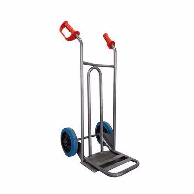 Diable acier charge 250kg – Roues caout. élast. noir silencieux – DVPO-RSN-BR