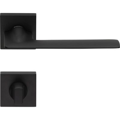 2 poignées rosace a clipser 019, Carré 7 mm, rosace condamnation Carré 6 mm, finition noir, pour porte des WC.