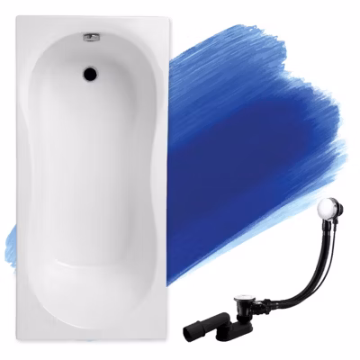 Baignoire rectangulaire 140 x 70 GRACJA acrylique blanc, sans Habillage + Pieds + Vidage à chromé