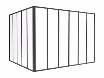 Verrière d&rsquo;angle d&rsquo;atelier en aluminium thermolaqué – L180 x L150 x H130 – Noir – BAYVIEW