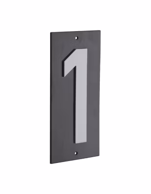 Plaque de signalisation 1, marquage blanc sur fond noir, panneau ABS à visser, 56x120mm – THIRARD
