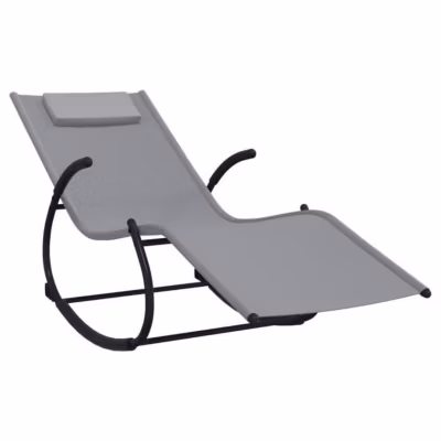 vidaXL Chaise longue à bascule Gris Acier et textilène