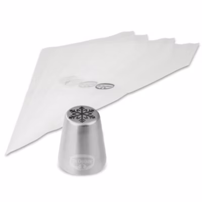 Lot de 4 poches à douille et embout flocon de neige en inox Dr.Oetker Baker Edition