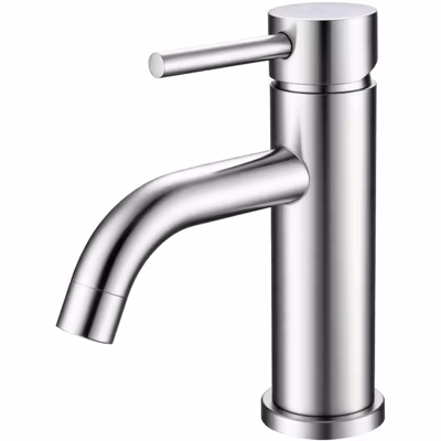 Mitigeur acier inoxydable 304, pour cuisine/salle de bain/lavabo/toilettes invités, avec tuyau, eau chaude/froide, argent