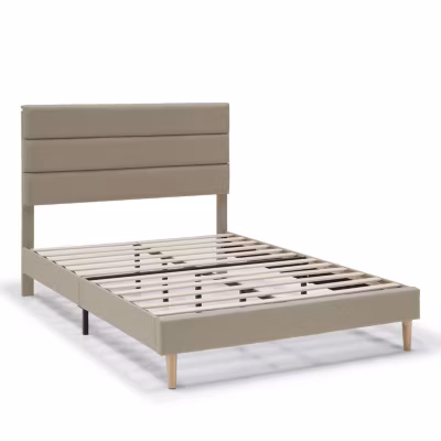Cadre de lit plateforme Aroma capitonné 30 cm, 90×190 cm, Beige