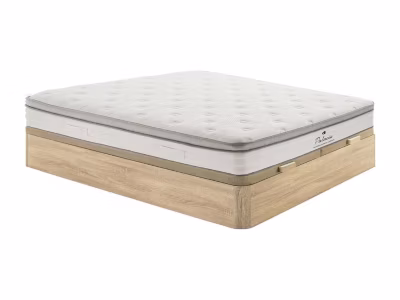 Ensemble 180 x 200 cm sommier coffre naturel clair + matelas ressorts ensachés 7 zones accueil TPE ép.28cm – ONEBIA de PALACIO