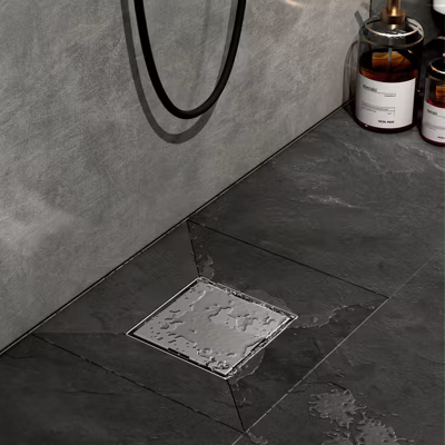 EMKE Siphon de douche carré caché, 15×15 cm, inox SUS304, finition brossée
