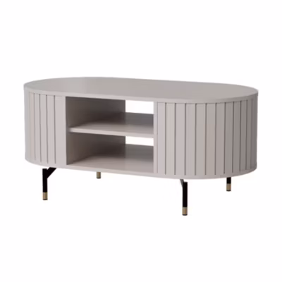 Table basse rectangulaire 104×56 cm grège avec étagère ZANTE
