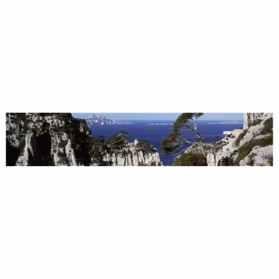 Brise vue imprimé CALANQUES xxl, H.1 x L.5 m, 100% occultant, Made in France par Scenolia + kit de fixation offert