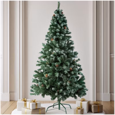 Sapin de Noël abre artificiel 180 cm avec pommes de pin vert