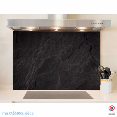 Crédence cuisine fond de hotte Ardoise noir 2 – Alu composite – L 60 cm x H 45 cm – MaCrédenceDéco