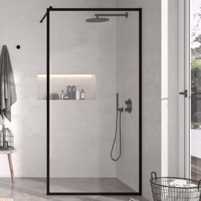 Paroi de douche fixe FRESH PERIMETRAL finition NOIR MAT 80 cm