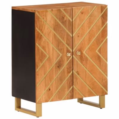 Armoire latérale marron et noir 60×33,5×75 cm bois de manguier vidaXL