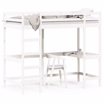 Cadre de lit, Lit superposé sans matelas blanc 90×190 cm bois de pin massif