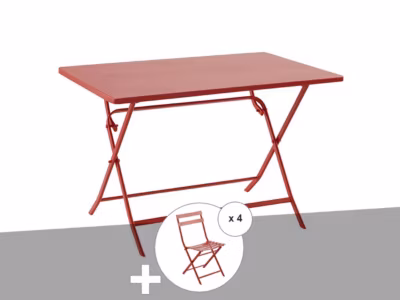 Table de jardin rectangle Greensboro 110 x 70 cm Groseille + 4 chaises – Hespéride