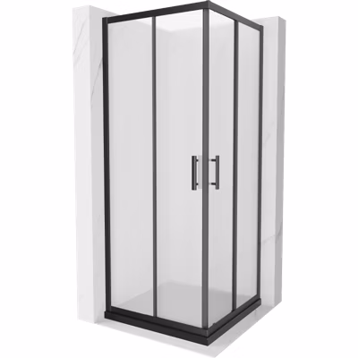 Mexen Rio cabine de douche carrée 70 x 70 cm, givre, noir + bac à douche Flat, noir – 860-070-070-70-30-4070B