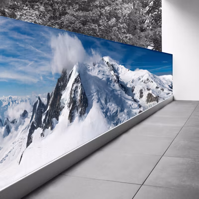 Brise vue Trompe l&rsquo;oeil – 90×405 cm – Montagnes neige 3617689696515