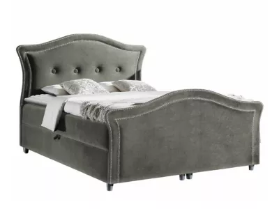 Lit continental Baltimore 136, Double, Gris, Tissu, Disponible