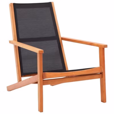 vidaXL Chaise de jardin Noir Bois d&rsquo;eucalyptus solide et textilène