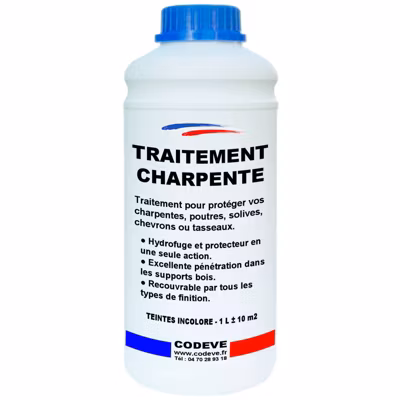Traitement Charpente – 1 L   – Codeve Bois – Pour La Protection De Votre Poutre, Charpente, Solive Ou Chevron.
