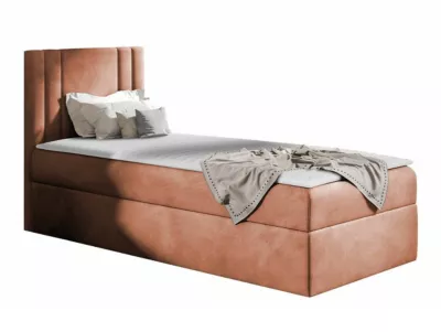 Lit continental Baltimore 179, Unique, Rose, Tissu, Disponible