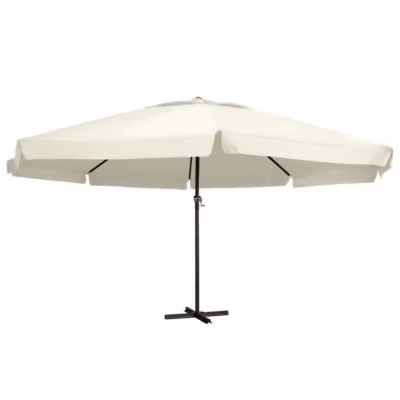 vidaXL Parasol d&rsquo;extérieur avec mât en aluminium 600 cm Blanc sable