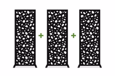 Lot de 3 panneaux décoratifs SUNNY Noir H.160cm motifs intégral