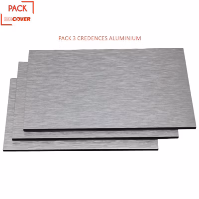 Crédences – Lot de 3 – Réversible- en aluminium brossé 100 x 50 x 0.3cm Aluminum brossé, ep.3 mm, l.50 cm, L.100 cm
