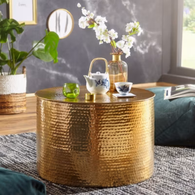 Table Basse Métal 61×40,5×61 cm Table d&rsquo;appoint Design Bout de canapé FineBuy