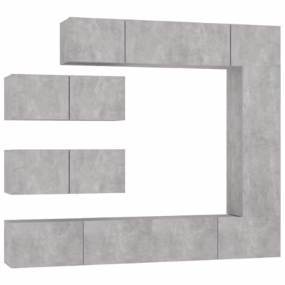 Prolenta Premium –  Ensemble de meubles TV 7 pcs Gris béton Bois d&rsquo;ingénierie