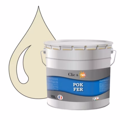 Peinture fer antirouille – Laque extérieure Semi-Brillante POK FER – 10L – RAL 1013 – Blanc Perlé
