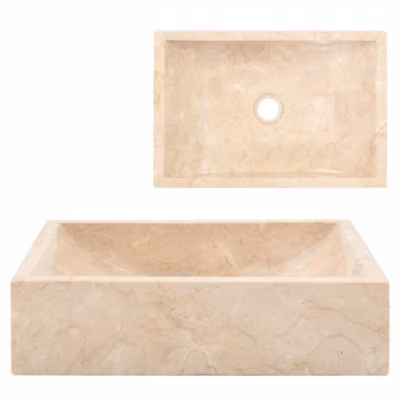 Vasque à poser, Lavabo 45x30x12 cm marbre crème brillant
