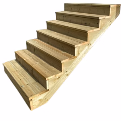 BERLIN Escalier extérieur bois 7 marches H 122cm L-120cm – avec contre marche